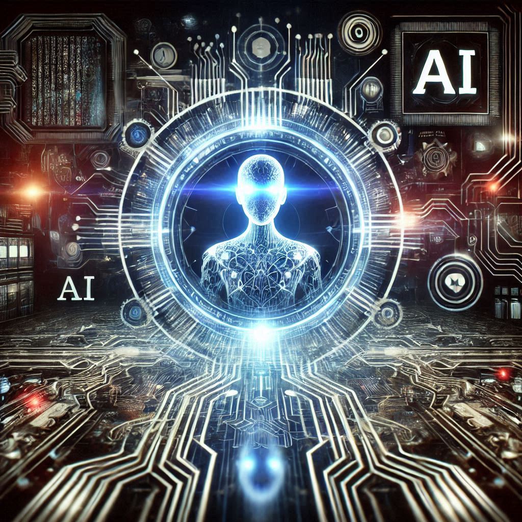 An illustration of AI technology with "AI Agent" written in the center.